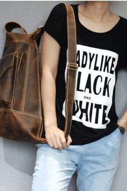 DIY Brown Paitings Calf Leather Messenger Bag