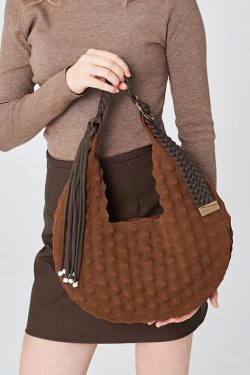 DIY Chocolate Tasseled Solid Durable Cotton Shoulder Bags