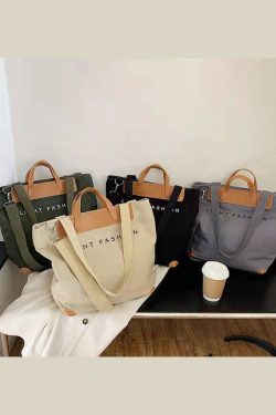 DIY Grey Solid Print Canvas Tote Handbag