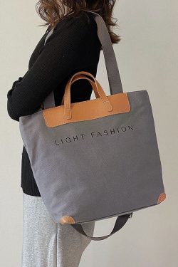 DIY Grey Solid Print Canvas Tote Handbag