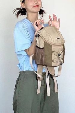 DIY Khaki Patchwork Durable Backpack Bag