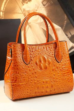 DIY Orange Large Capacity Solid Durable Women Handbags