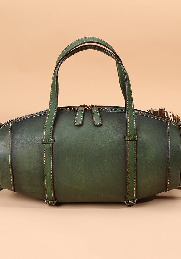 DIY Orange Solid Calf Leather Tote Handbag Messenger Bag