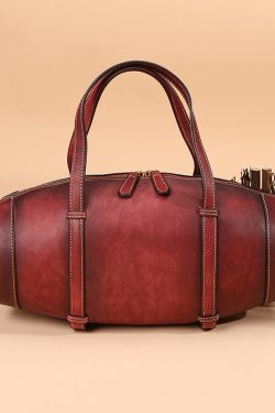 DIY Orange Solid Calf Leather Tote Handbag Messenger Bag