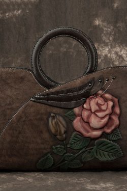 DIY Red Asymmetrical Design Jacquard Calf Leather Tote Handbag