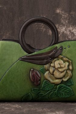 DIY Red Asymmetrical Design Jacquard Calf Leather Tote Handbag