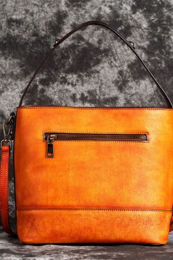 DIY Red Brown Print Paitings Calf Leather Tote Handbag