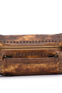 DIY retro Yellow Rub color Paitings Calf Leather Messenger Bag