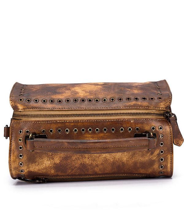 DIY retro Yellow Rub color Paitings Calf Leather Messenger Bag