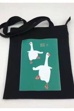 DIY White Animal pattern Print Canvas Satchel Handbag