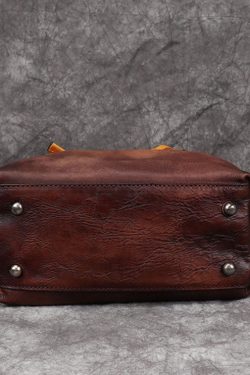 DIY Yellow Rub color Paitings Calf Leather Tote Handbag