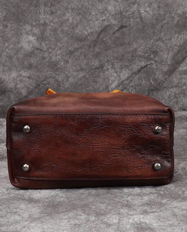 DIY Yellow Rub color Paitings Calf Leather Tote Handbag