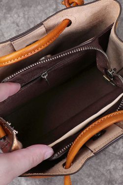 DIY Yellow Rub color Paitings Calf Leather Tote Handbag