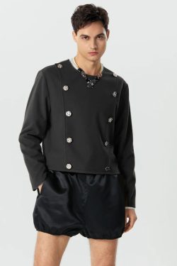 Double Breasted O-Neck Jacket