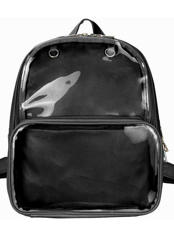 Double Window Candy PU Leather Backpack