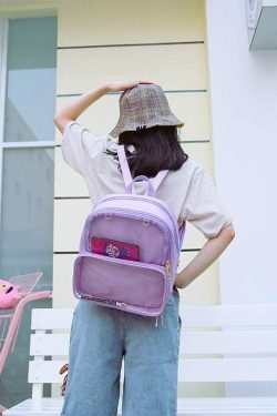 Double Window Candy PU Leather Backpack