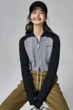 Double Zip-Up Crop Cardigan