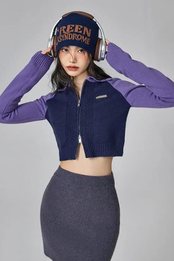 Double Zip-Up Crop Cardigan