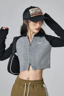 Double Zip-Up Crop Cardigan