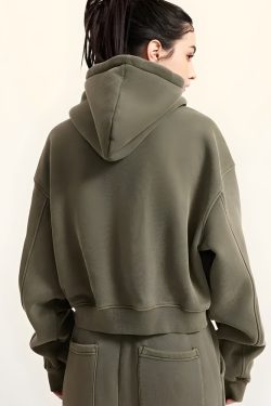 Double Zip-Up Cropped Hoodie