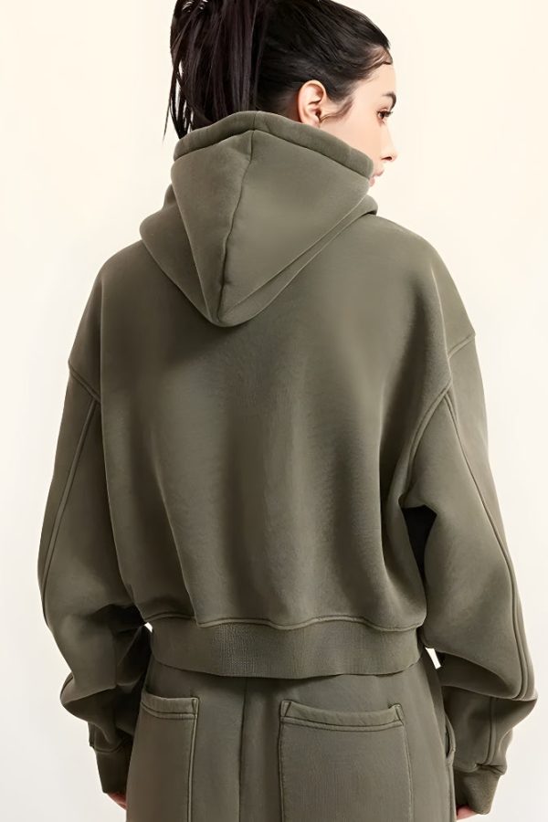 Double Zip-Up Cropped Hoodie
