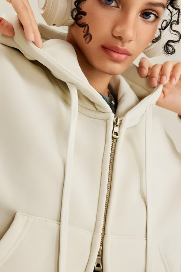 Double Zip-Up Cropped Hoodie
