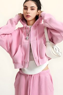 Double Zip-Up Cropped Hoodie