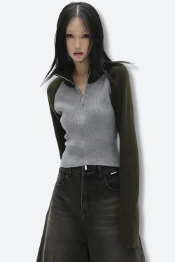 Double Zip-Up Ribbed Cardigan