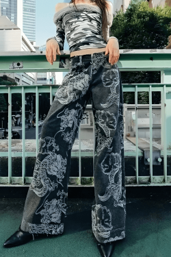 Dragon Printed Jeans