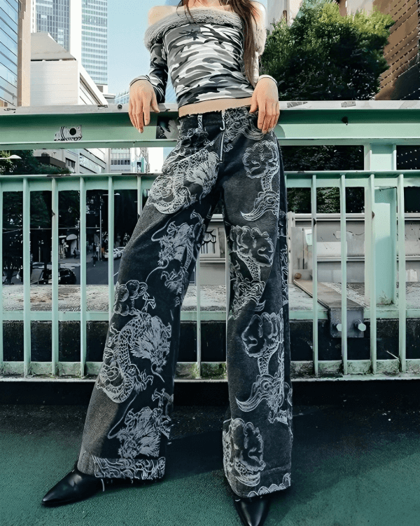 Dragon Printed Jeans