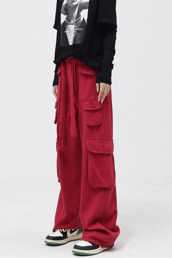 Drawstring Belt Cargo Pants