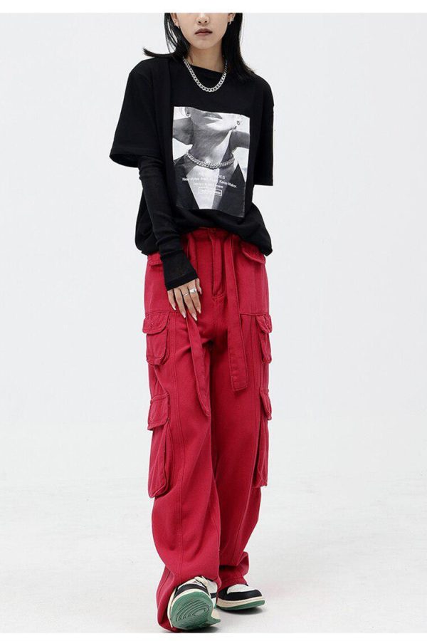 Drawstring Belt Cargo Pants