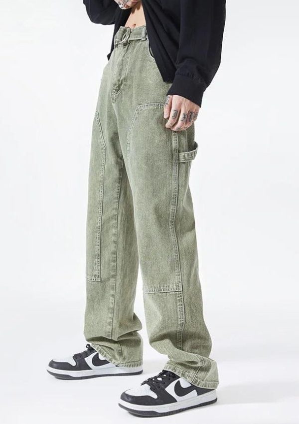 Drawstring Belt Straight Leg Jeans