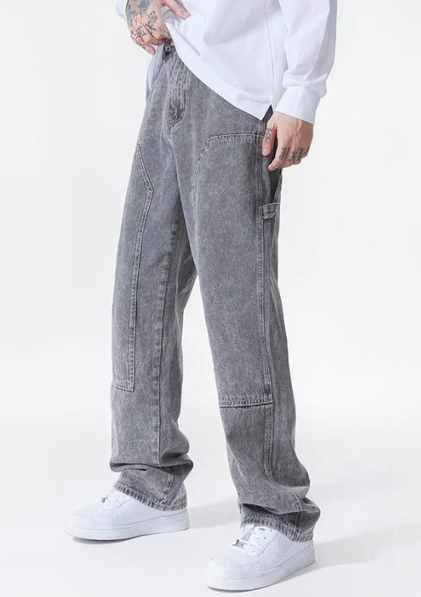 Drawstring Belt Straight Leg Jeans