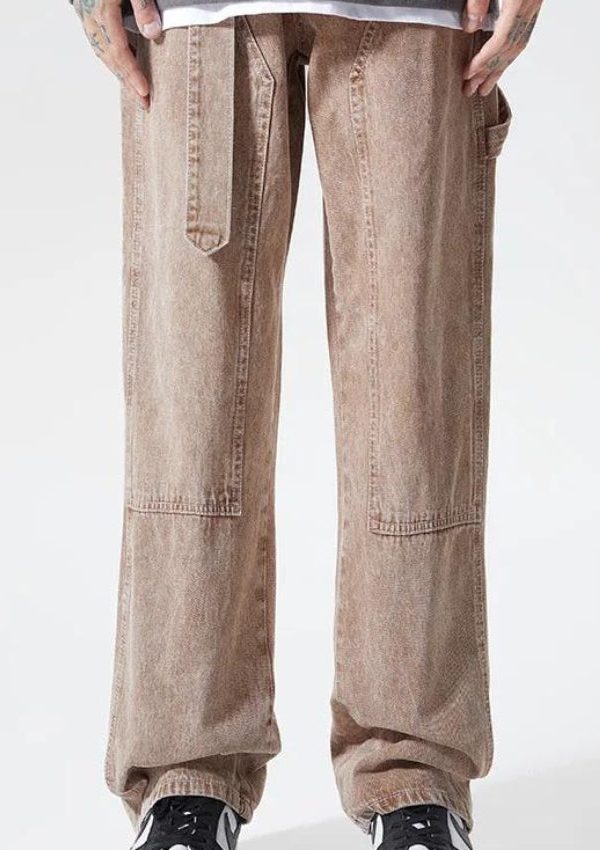Drawstring Belt Straight Leg Jeans