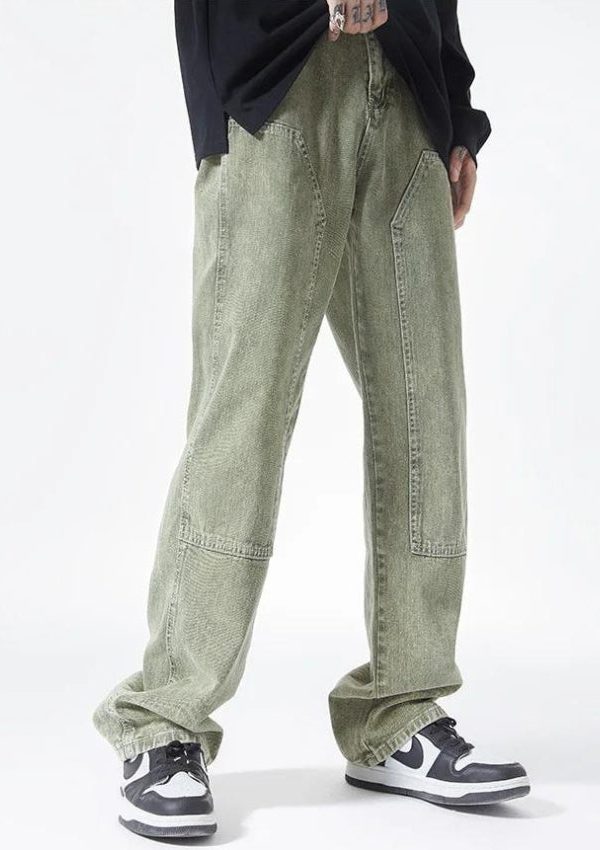 Drawstring Belt Straight Leg Jeans