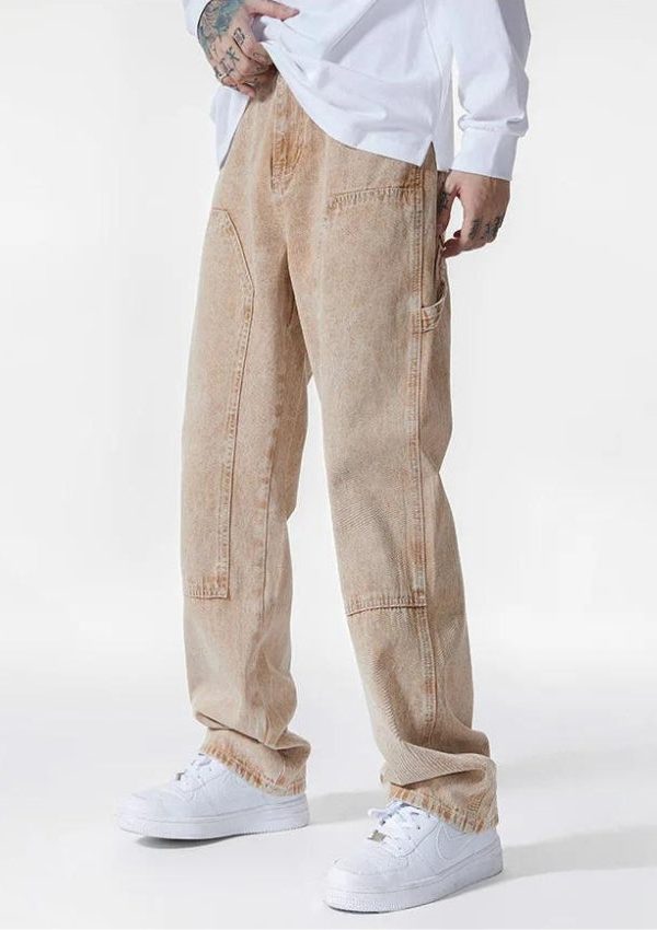 Drawstring Belt Straight Leg Jeans