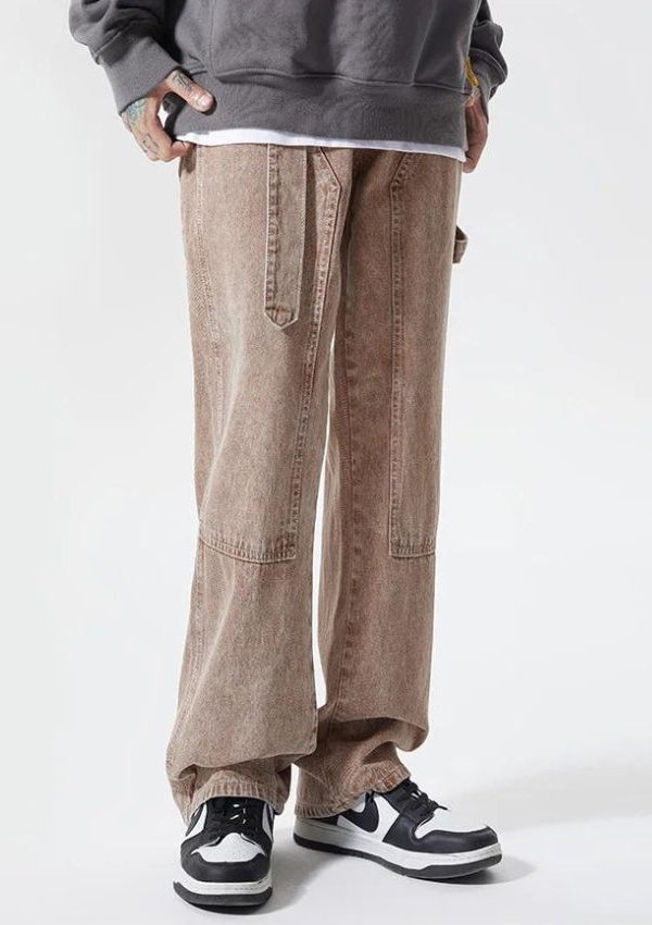 Drawstring Belt Straight Leg Jeans