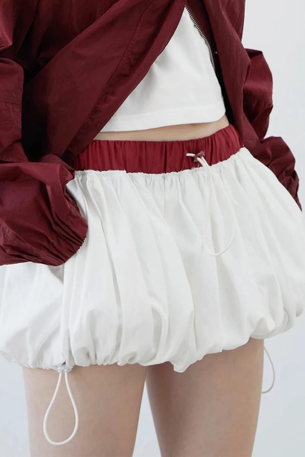 Drawstring Bubble Mini Skirt