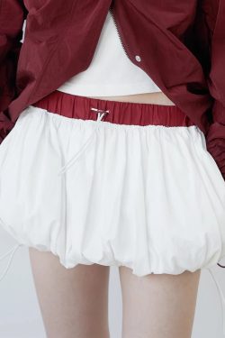 Drawstring Bubble Mini Skirt