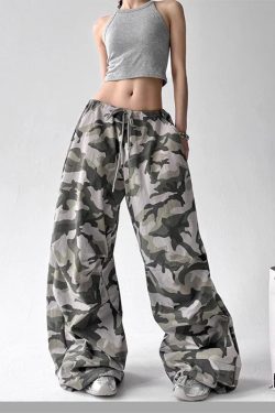 Drawstring Camo Baggy Pants