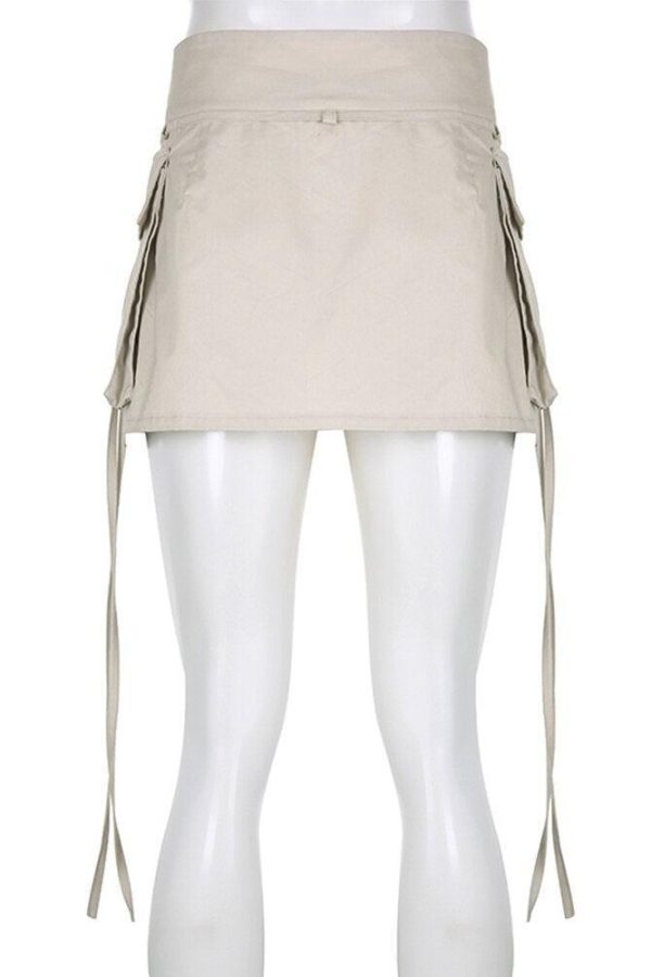 Drawstring Cargo Mini Skirt