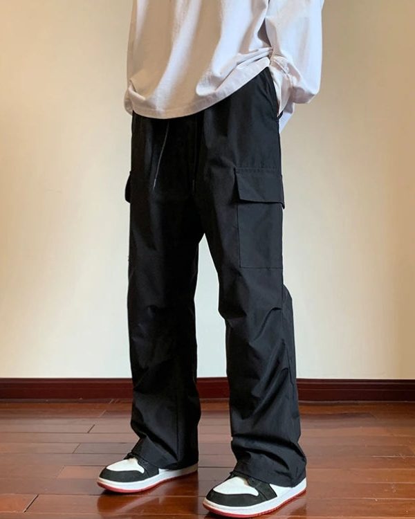 Drawstring Cargo Parachute Pants