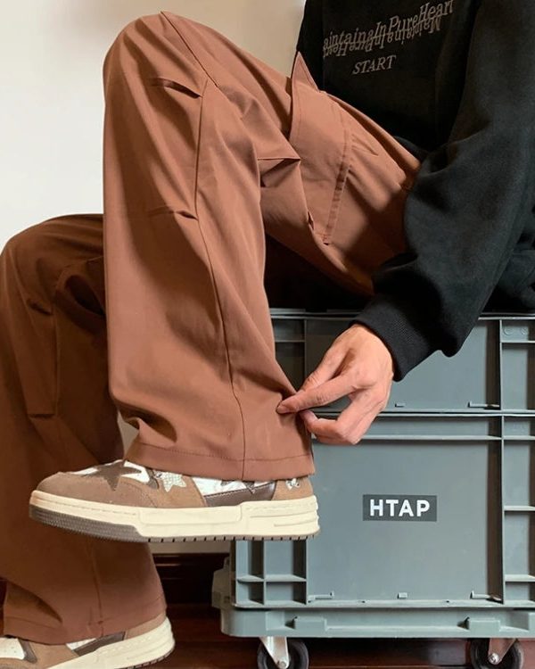 Drawstring Cargo Parachute Pants