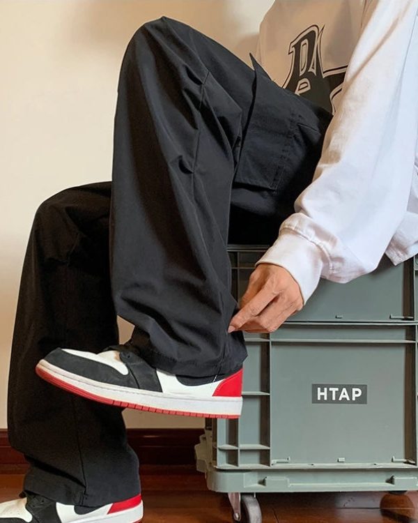 Drawstring Cargo Parachute Pants