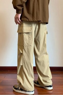 Drawstring Cargo Parachute Pants
