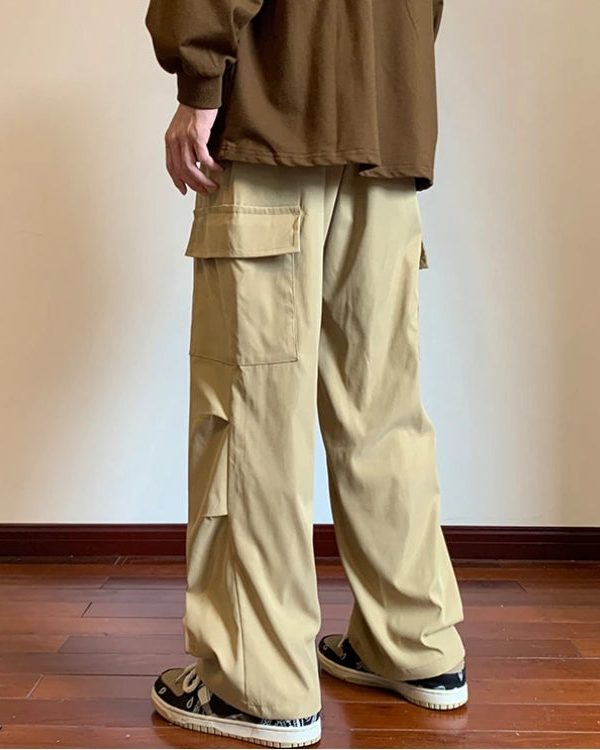 Drawstring Cargo Parachute Pants