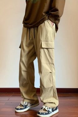 Drawstring Cargo Parachute Pants