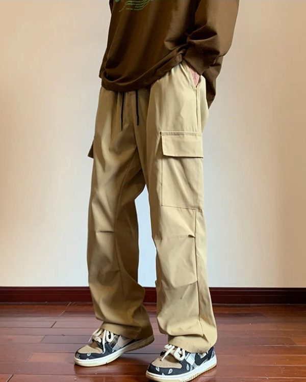 Drawstring Cargo Parachute Pants