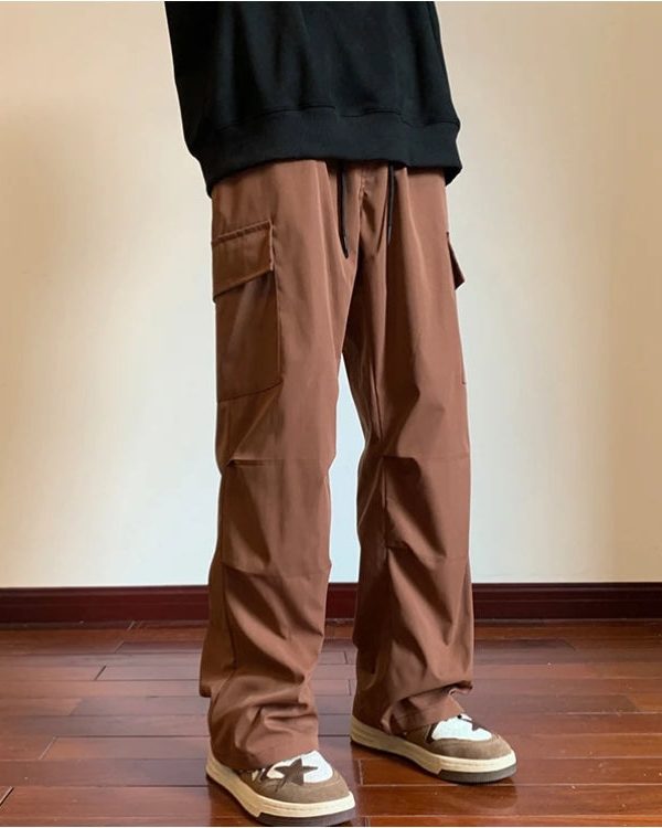 Drawstring Cargo Parachute Pants